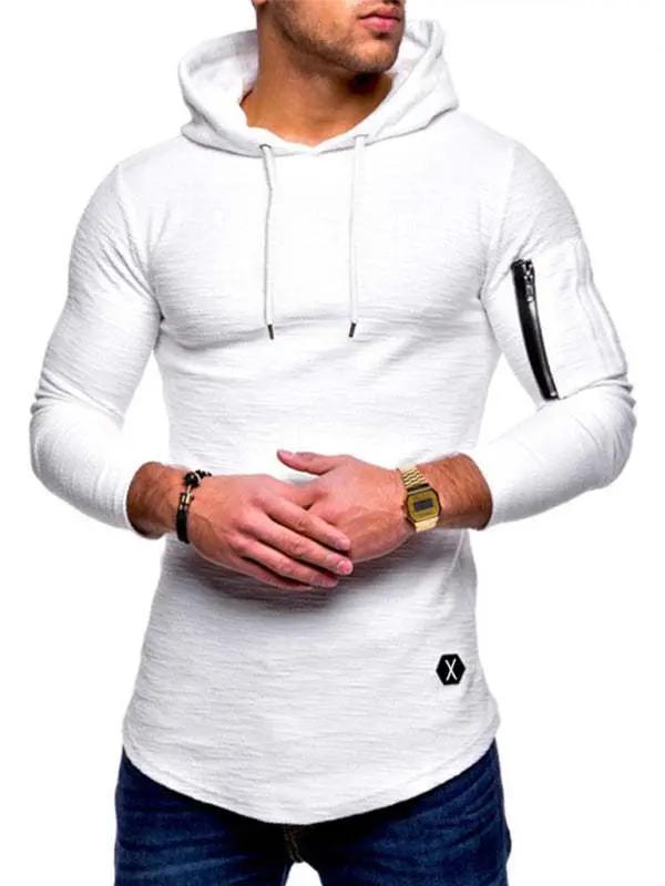 Tops - Stylish Comfort Men's Hooded Long-Sleeve T-Shirt for Every Occa - Tops | MENLL